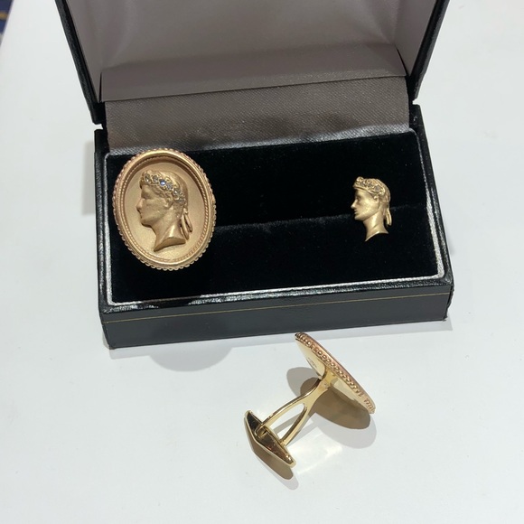 14K Solid Heavy Antique Cufflinks and Tie Tack!!! - Picture 6 of 8
